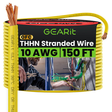 Color_Yellow | GEARit 10 AWG stranded THHN wire, yellow, 150 ft spool