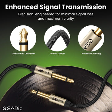 Guitar Instrument Cable - Nylon Braided 1/4 Inch to 1/4 inch TS Straight Male to Male