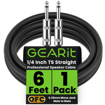 12AWG Professional Instrument Cable 1/4 inch to 1/4 inch TS Straight Male to Male