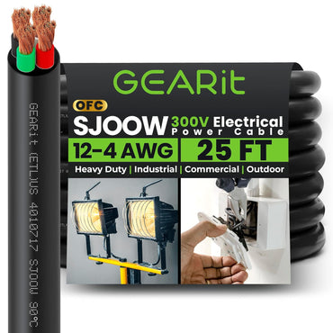Conductors_4-Conductor | GEARit 12/4 AWG SJOOW portable power cord 25 ft, 300V