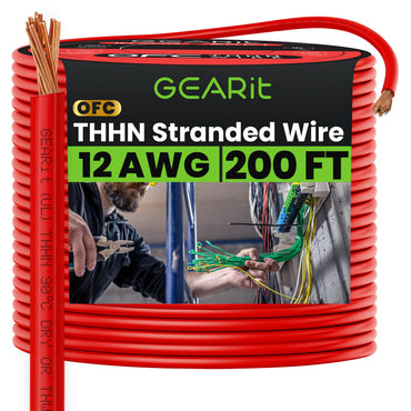 Color_Red | GEARit 12 AWG stranded THHN wire, red, 200 ft spool