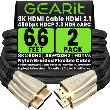 8K Premium Braided HDMI 2.1 Cable - 60Hz 48Gpbs, 7 Feet