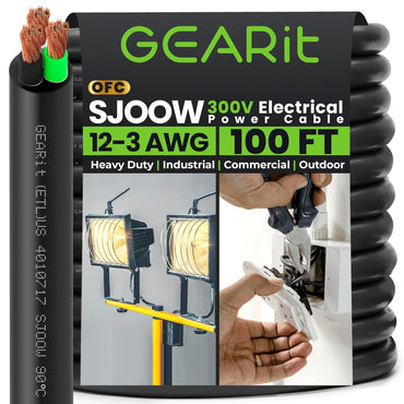 Conductors_3-Conductor | GEARit 12/3 AWG SJOOW portable power cord 100 ft, 300V