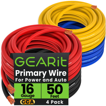 16 Gauge Power Ground Electrical Wire Copper Clad Aluminum Single Conductor 4 Primary Colors