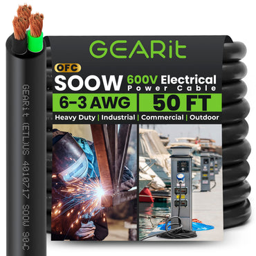 Conductors_3-Conductor | GEARit 6/3 AWG SOOW portable power cable 50 ft, 600V