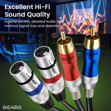 Dual XLR Female to Dual RCA Male Cable