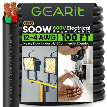 Conductors_4-Conductor | GEARit 12/4 AWG SOOW portable power cable 100 ft, 600V