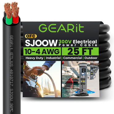 Conductors_4-Conductor | GEARit 10/4 AWG SJOOW portable power cord 25 ft, 300V