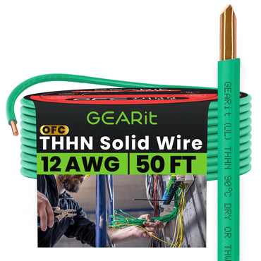Color_Green | GEARit 12 AWG solid THHN wire, green, 50 ft spool