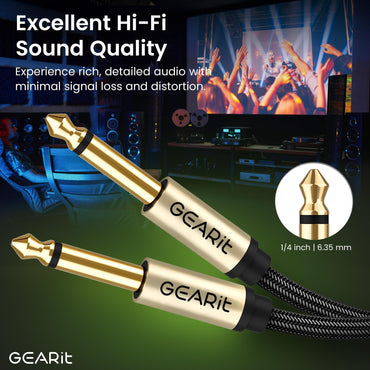 Guitar Instrument Cable - Nylon Braided 1/4 Inch to 1/4 inch TS Straight Male to Male