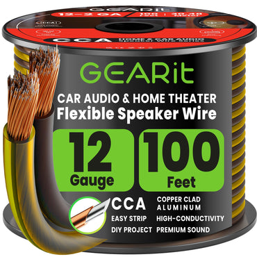 GEARit 12 gauge speaker wire 100 ft translucent black/yellow