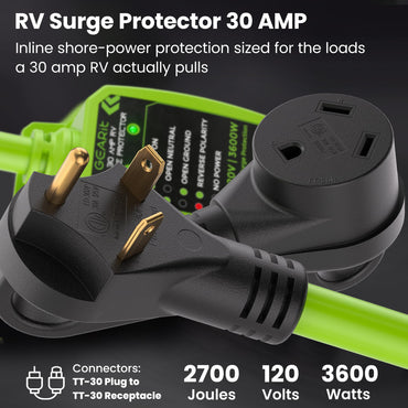 30-Amp RV Surge Protector Plug with 2700 Joules Surge Protection - Weather Resistant