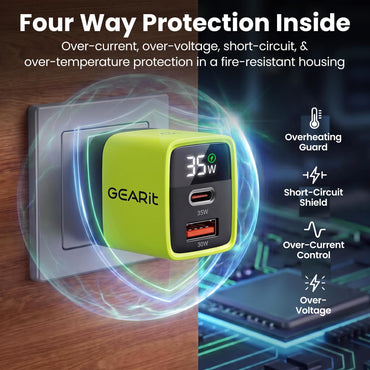GEARit Lifestyle Series - 35W USB C GaN Charger 2 Port w/ Smart Display
