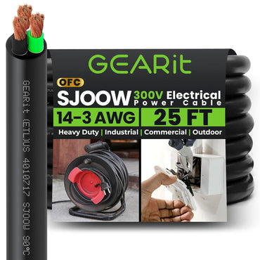 Conductors_3-Conductor | GEARit 14/3 AWG SJOOW portable power cord 25 ft, 300V