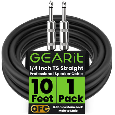 12AWG Professional Instrument Cable 1/4 inch to 1/4 inch TS Straight Male to Male
