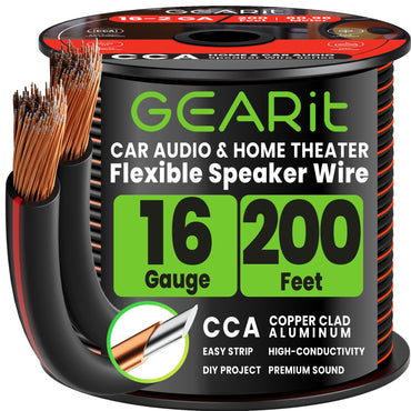 16 Gauge Speaker Wire CCA - Copper Clad Aluminum - Home Theater, Car Speakers & More