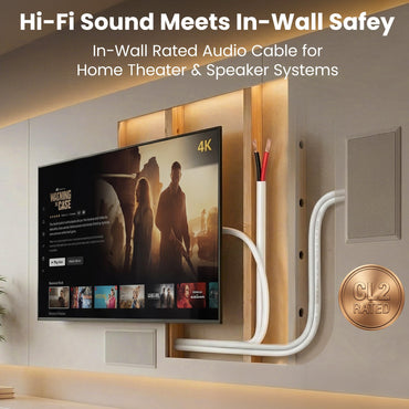 16/2 Audio Speaker Wire 16 Gauge CCA - CL2 Rated for In Wall Installation