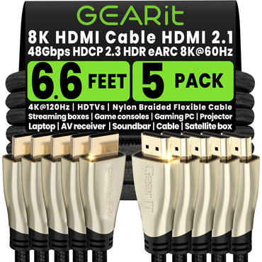 8K Premium Braided HDMI 2.1 Cable - 60Hz 48Gpbs, 7 Feet