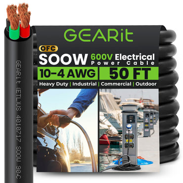 Conductors_4-Conductor | GEARit 10/4 AWG SOOW portable power cable 50 ft, 600V