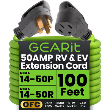 50 Amp NEMA 14-50 Heavy Duty Extension Cord Power Cord, Green
