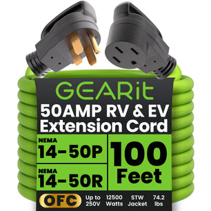 50 Amp NEMA 14-50 Heavy Duty Extension Cord Power Cord, Green