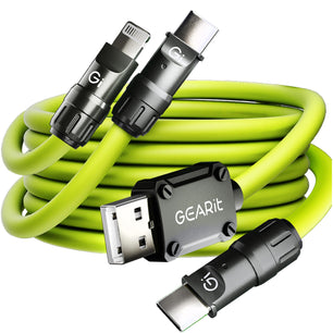 GEARit Lifestyle Series - 4-in-1 Silicone 100W USB-C Cable Fast Charging, 4 Feet