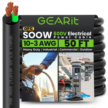 Conductors_3-Conductor | GEARit 10/3 AWG SOOW portable power cable 50 ft, 600V