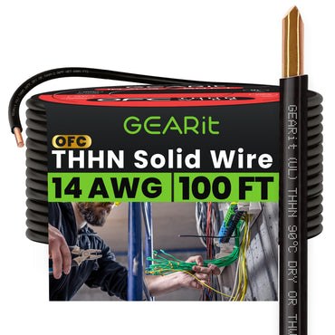 Color_Black | GEARit 14 AWG solid THHN wire, black, 100 ft spool
