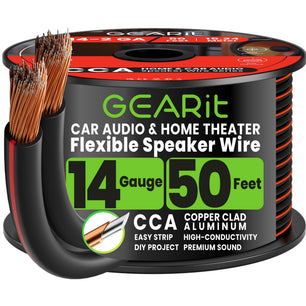 14 Gauge Speaker Wire CCA - Copper Clad Aluminum - Home Theater, Car Speakers & More