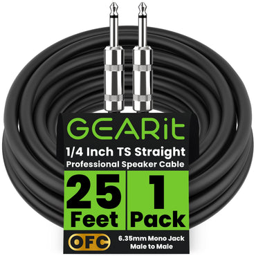 12AWG Professional Instrument Cable 1/4 inch to 1/4 inch TS Straight Male to Male