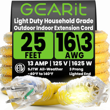 GEARit 16 gauge 25 ft SJTW outdoor extension cord yellow
