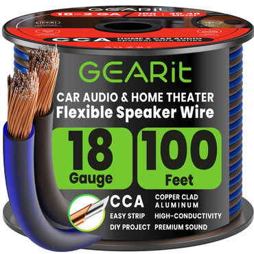 18 Gauge Speaker Wire, Speaker Cable 100ft for Car Audio, Home Theater, CCA