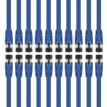 Cat8 Ethernet Patch Cable - S/FTP - 24 AWG - 10Gbps/25Gbps/40Gpbs, 2GHz 2000Mhz, Blue