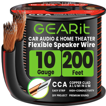 10 Gauge Speaker Wire CCA - Copper Clad Aluminum, Black