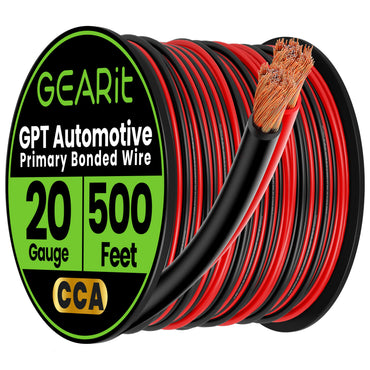 20 Gauge Bonded GPT Primary Wire, Black/Red