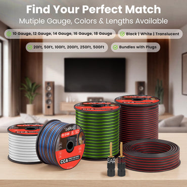 16 Gauge Speaker Wire CCA - Copper Clad Aluminum - Home Theater, Car Speakers & More