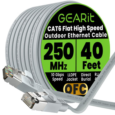 Gray Cat6 Flat Outdoor Ethernet Cable