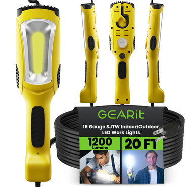 1200 Lumen COB LED Work Light with Long Extension Cable, Yellow