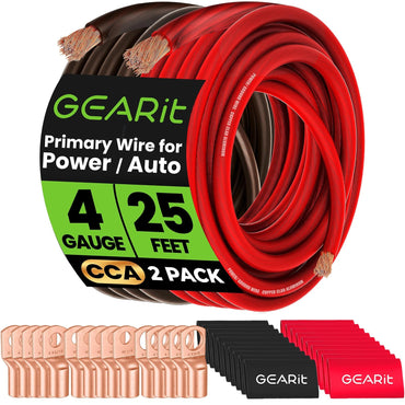 GEARit 4 Gauge CCA Wire Kit with Lugs and Heat Shrink