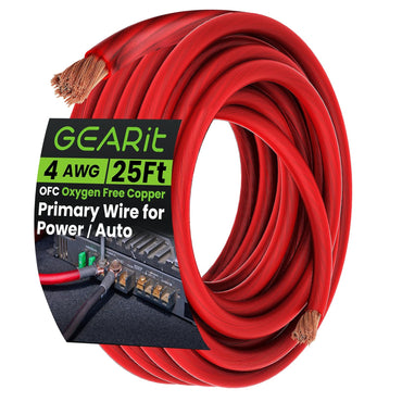GEARit 4 gauge OFC ground wire red 25 ft