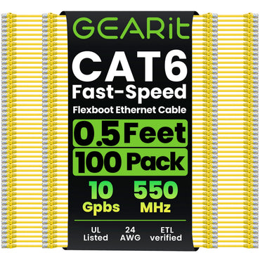 Flexible Soft Boot Cat6 Ethernet Patch Cable, Yellow