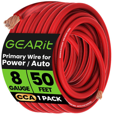 GEARit 8 Gauge CCA Wire 50 ft Red