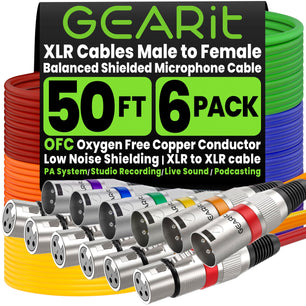 XLR Male to Female Microphone Extension Cable, Multicolor