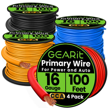 16 Gauge Power Ground Electrical Wire Copper Clad Aluminum Single Conductor 4 Primary Colors