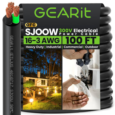 Conductors_3-Conductor | GEARit 16/3 AWG SJOOW portable power cord 100 ft, 300V