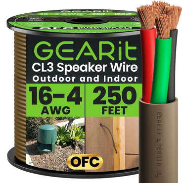 16/4 OFC CL3 outdoor speaker wire brown 250 ft