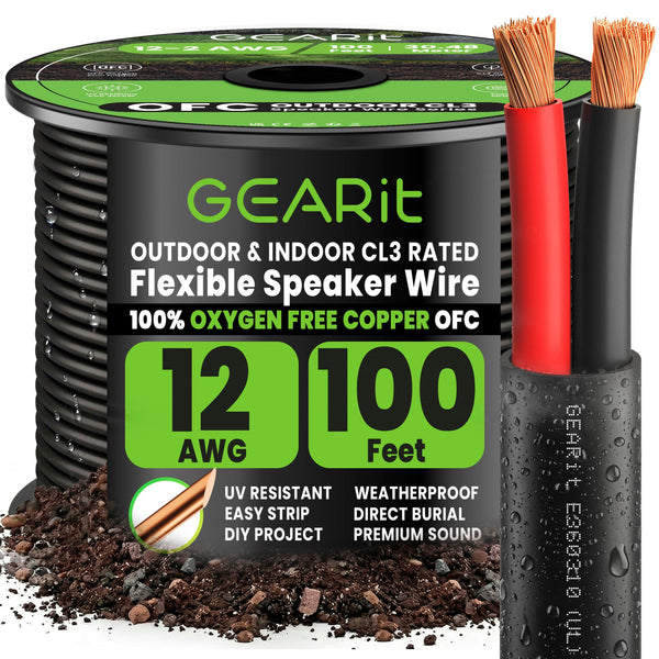 12 AWG OFC CL3 Outdoor Speaker Wire, Black