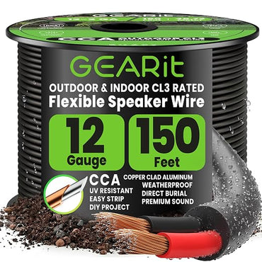 12 AWG 2-Conductor CCA Outdoor Speaker Wire, CL3 Rated