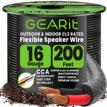 16/2 Outdoor Speaker Wire 16 Gauge CCA - CL3 Rated for Direct Burial in Ground
