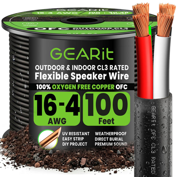 16/4 AWG OFC Outdoor Speaker Wire, Black